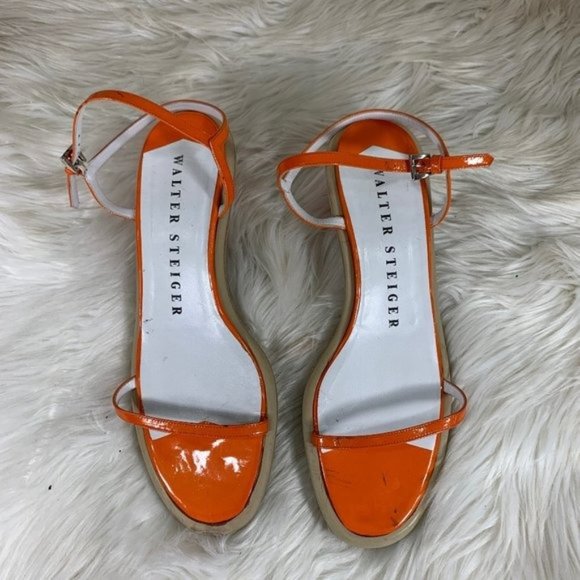 Walter Steiger Shoes - Walter Steiger NEW Orange Sandal Kitten Heel 10
